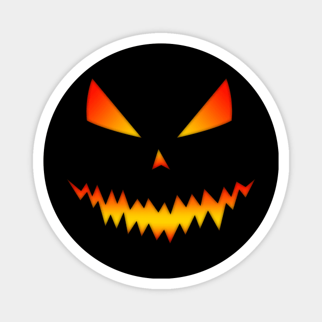 Halloween pumpkin Jack OLantern cool scary evil orange yellow face Magnet by PLdesign